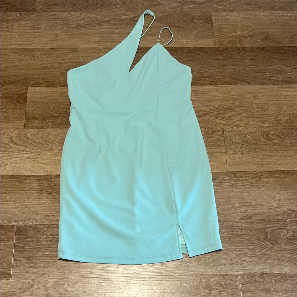 Lulu's One Shoulder Mint Dress